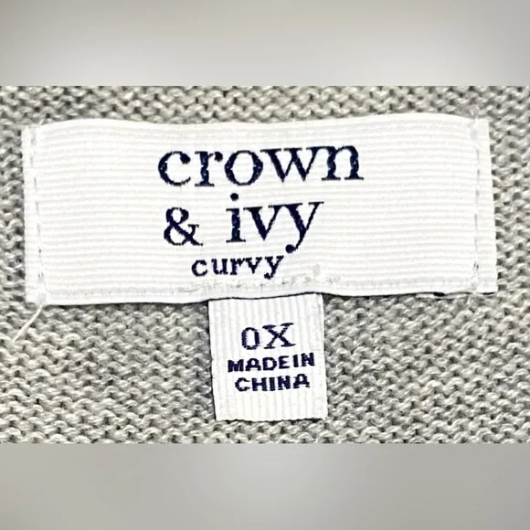 Crown & Ivy Womens OX Solid Gray Gray Long Sleeve Cowl Neck Sweater Cabincore - Picture 10 of 12